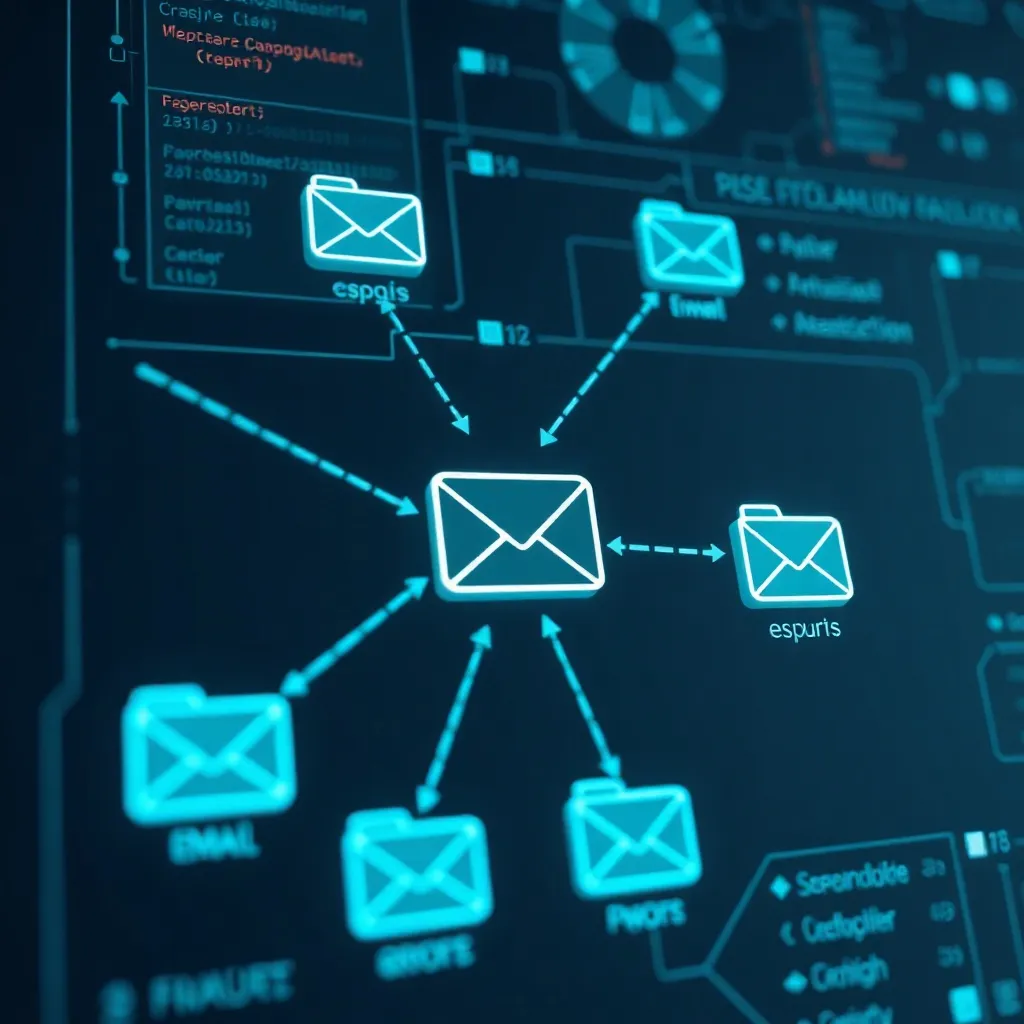 A technical diagram of an AI email processing workflow on a