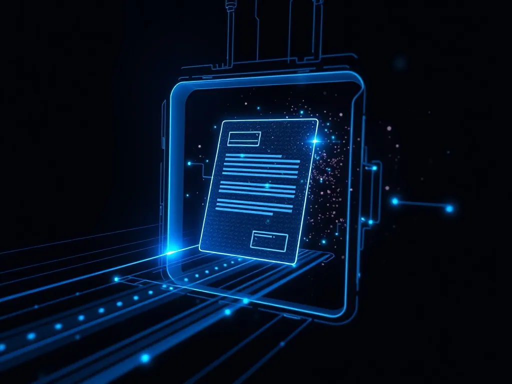 High-tech visualization of digital document scanning with bl